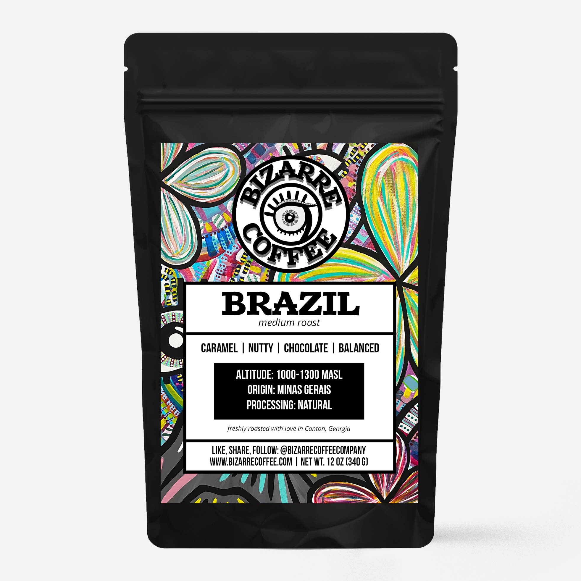 Brazil medium roast coffee bag.