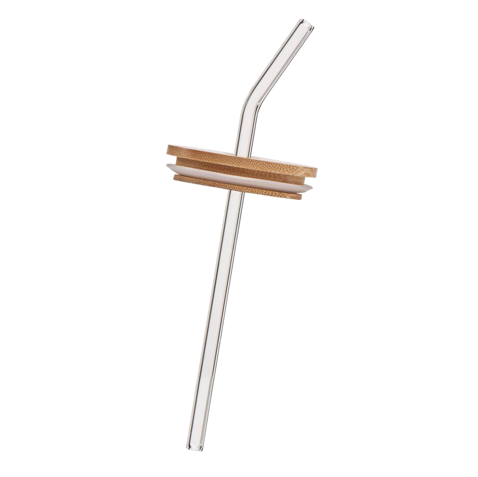 A glass straw and bamboo lid combo.