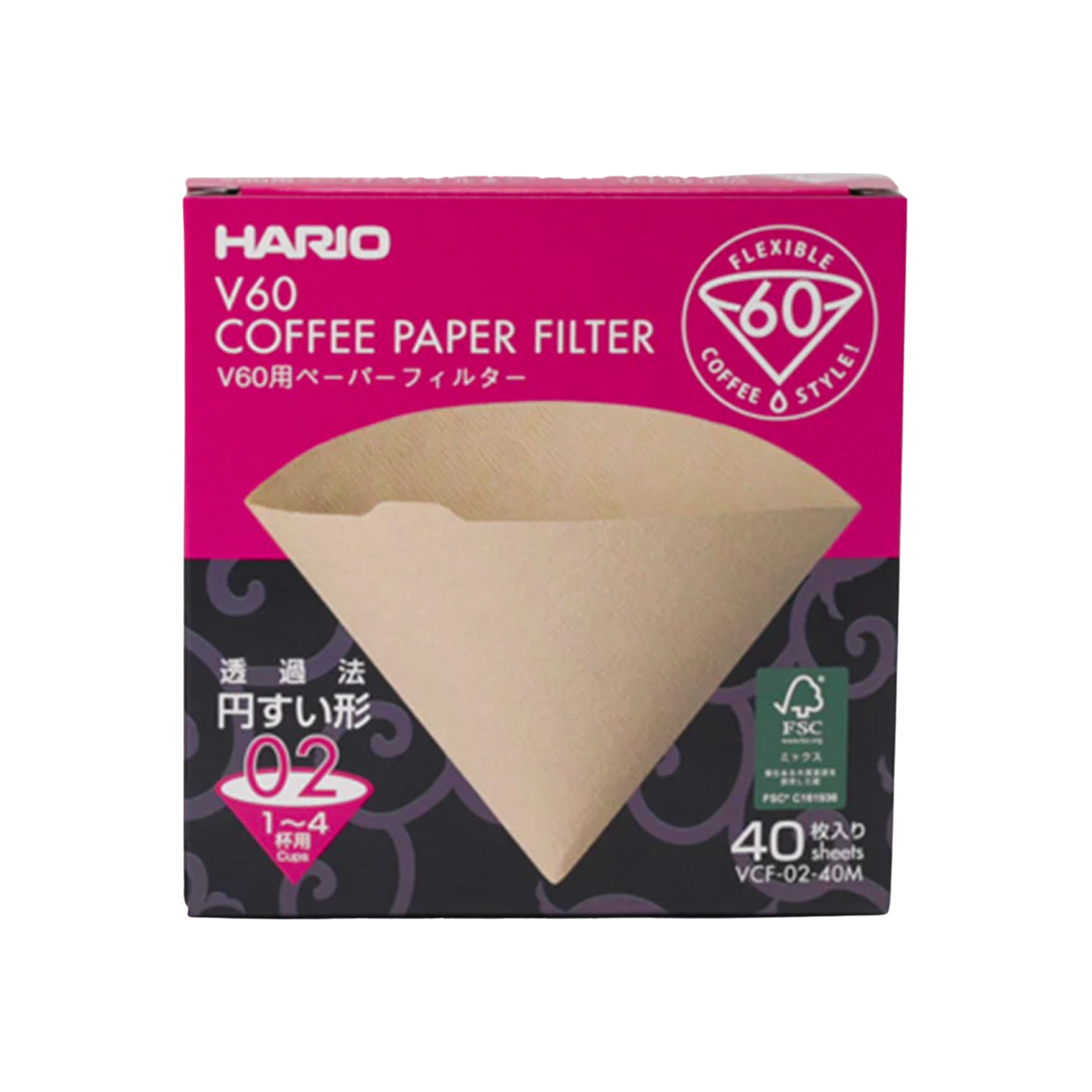 Hario V60 Paper Filter, 02 &quot;Misarashi&quot; (Natural) 40ct Box